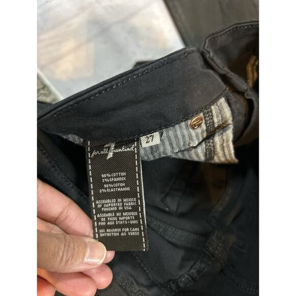 7 For All Mankind Wax Coated Skinny Jeans Size 27 Black - Picture 7 of 9